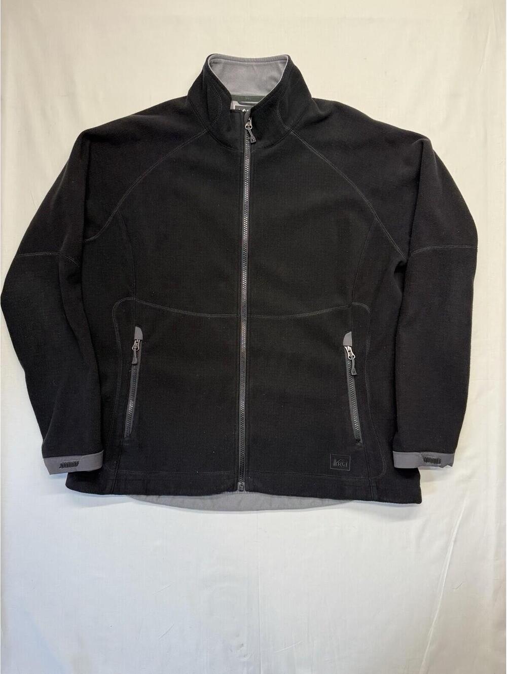 REI Jacket Womens XL Black Fleece Full Zip Pockets Outdoor Lightweight Hiking
